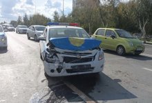 Патрульная машина протаранила три авто в Костанае (ВИДЕО)