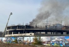 Новостройка горит на левобережье Астаны (ВИДЕО)