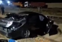 Машину занесло на железнодорожные пути в мангистауском селе (ВИДЕО)