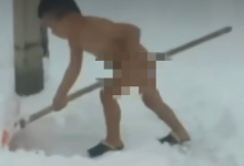 "Будущий аким": голышом убирающий снег малыш рассмешил казахстанцев