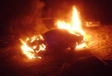 Машину подожгли под окнами жилого комплекса в Кокшетау