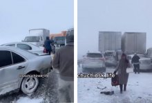 16 автомашин столкнулись на трассе Астана – Петропавловск (ВИДЕО)