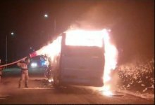 Пассажирский автобус сгорел в Атырауской области