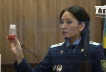 При помощи "кровавых" пакетиков показали в суде объем гематомы в голове Салтанат Нукеновой