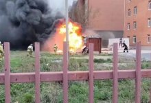 Вагончик горел отрытым пламенем в Кокшетау (ВИДЕО)