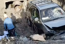 В Таразе автомобиль упал в огромную яму