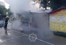 Контейнеры горели в парке Тараза