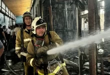 Крупный пожар произошел на рынке в Шымкенте