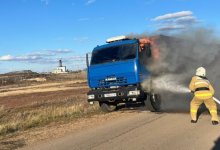 Грузовик загорелся в Степногорске