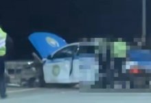 Аварию устроили полицейские на выезде из Кокшетау