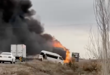 Грузовик с прицепом вспыхнул в Алматинской области