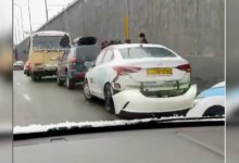 Массовое ДТП попало на видео в Алматы