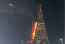 Елочка, гори: реальное пламя вспыхнуло при зажжении новогоднего символа в Шымкенте
