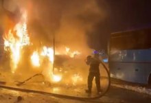 Автобус сгорел дотла в Караганде