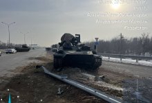 Полицейская машина пострадала при ДТП с военной техникой в Алматинской области