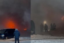 Стадион охватило огнем в Петропавловске (ВИДЕО)