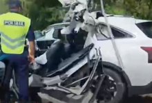 Kia врезалась в стоящий КамАЗ на трассе Алматы – Усть-Каменогорск