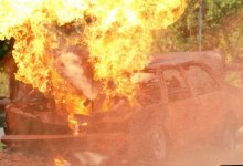 Такси загорелось на ходу в Павлодаре