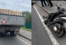 Скутер столкнулся с грузовиком в Павлодарской области (ВИДЕО)