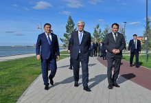 Глава государства осмотрел новую набережную в Кокшетау