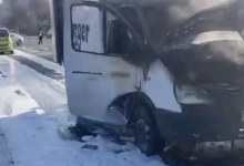 "Газель" загорелась на улице в Астане (ВИДЕО)