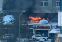 Кровля ресторана Degirmen горит в Астане