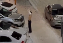 Мужчина разделся на морозе и полез в драку у кафе в Астане (ВИДЕО)