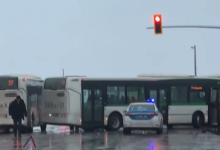 Гололед стал причиной ДТП с автобусами в Астане (ВИДЕО)