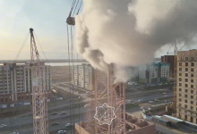 Башенный кран загорелся в Астане