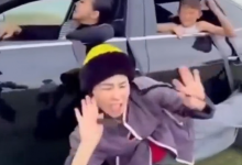 Девушку привязали к движущемуся авто ради рекламы (ВИДЕО)