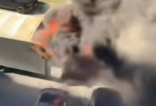 Пожар во дворе Астаны: сгорела грузовая машина, пострадали два авто (ВИДЕО)