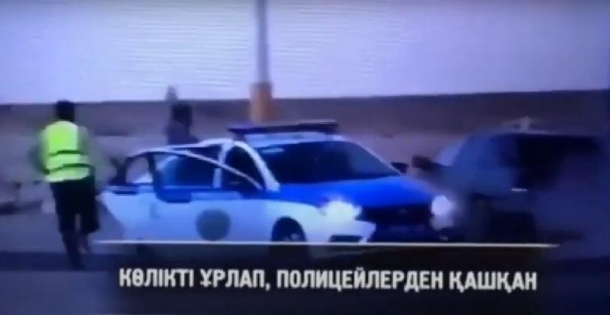 Пьяный автоугонщик врезался в столб, убегая от полицейских и попал на видео в Жанаозене