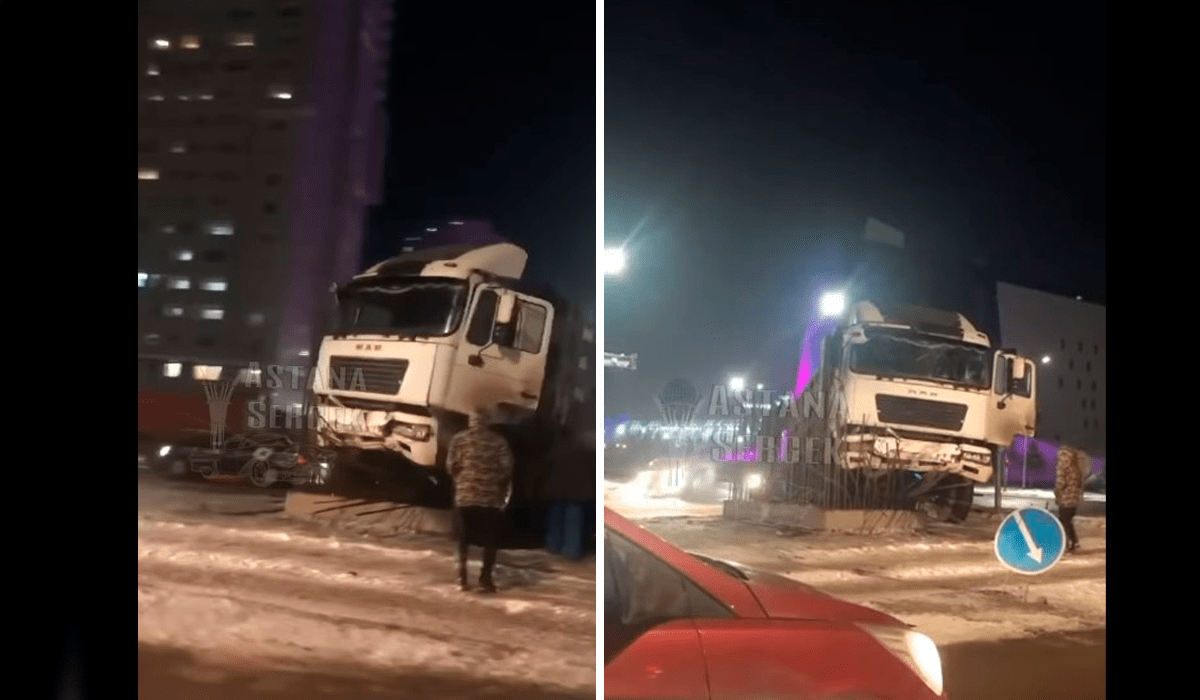 Грузовик врезался в столб LRT в Нур-Султане