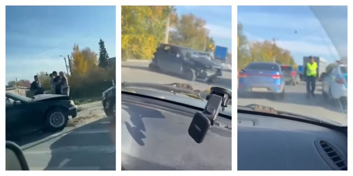 Пять автомобилей столкнулись в Усть-Каменогорске (ВИДЕО)