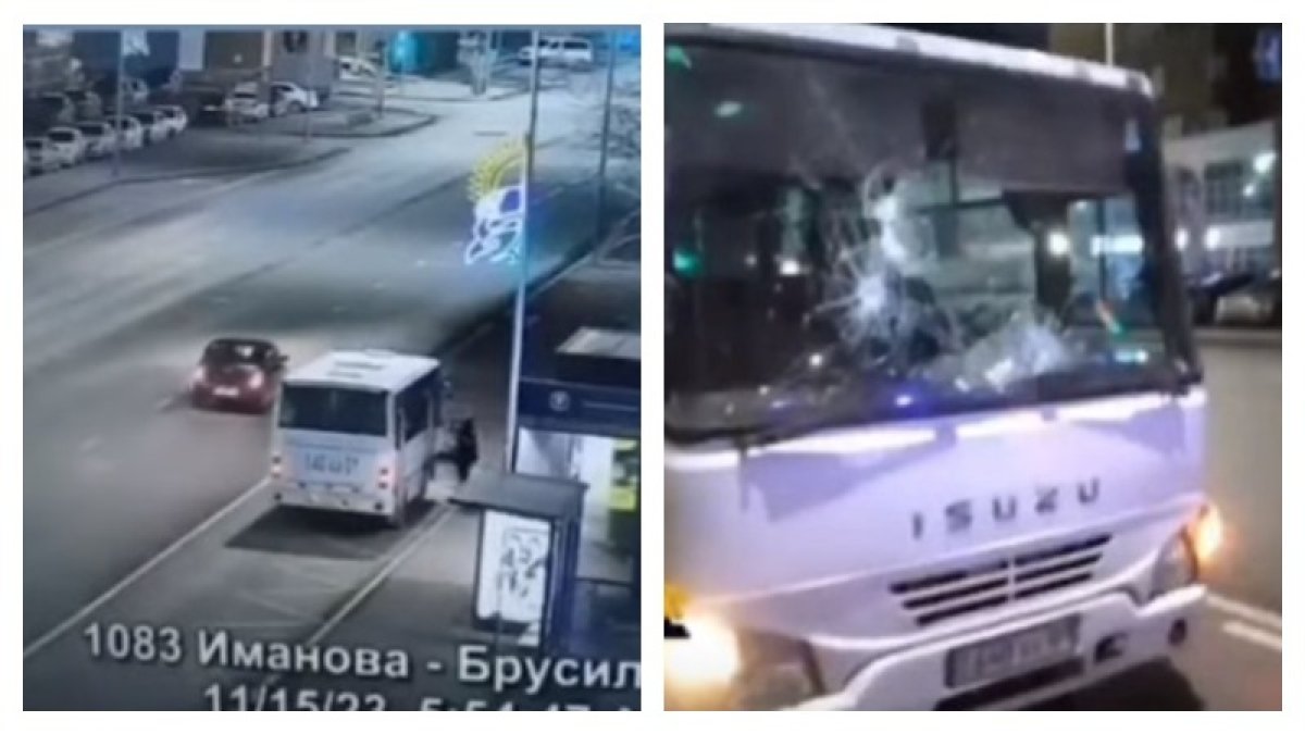 Мужчина пинал автобус и разбил лобовое стекло в Астане (ВИДЕО)