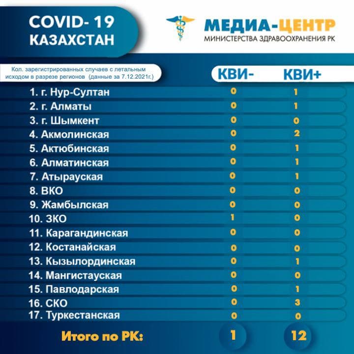 Еще 13 пациентов скончались от коронавируса и пневмонии в Казахстане